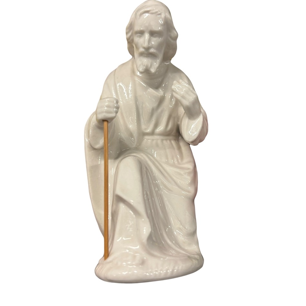 Dresden Porcelain Saint Joseph Kneeling Nativity Figurine White Glaze Germany